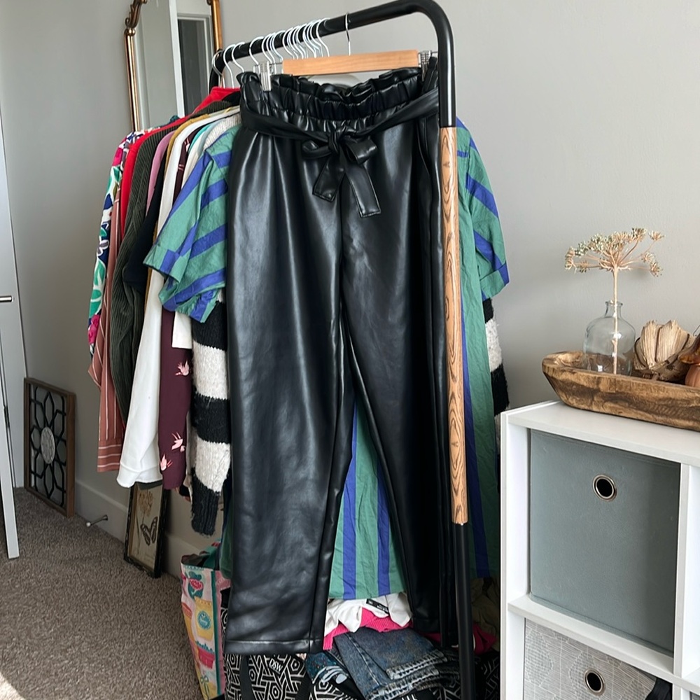 Faux Leather Paper Bag Pants